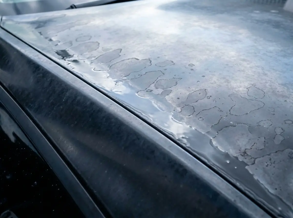 Dull water-spotted car paint before ceramic coating